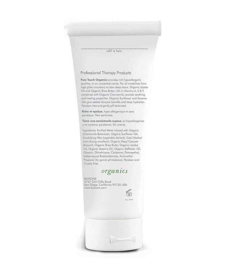 BIOTONE Pure Touch Organics Massage CrÃ¨me, True Organic Massage, Rich Texture, Silky Glide, Soothing Ingredients, Healing Botanicals - 7 Ounce - Image 2